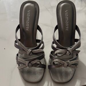 Women's Silver Strappy Heels